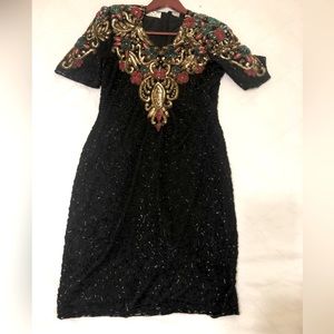 Scala beaded vintage dress, EUC